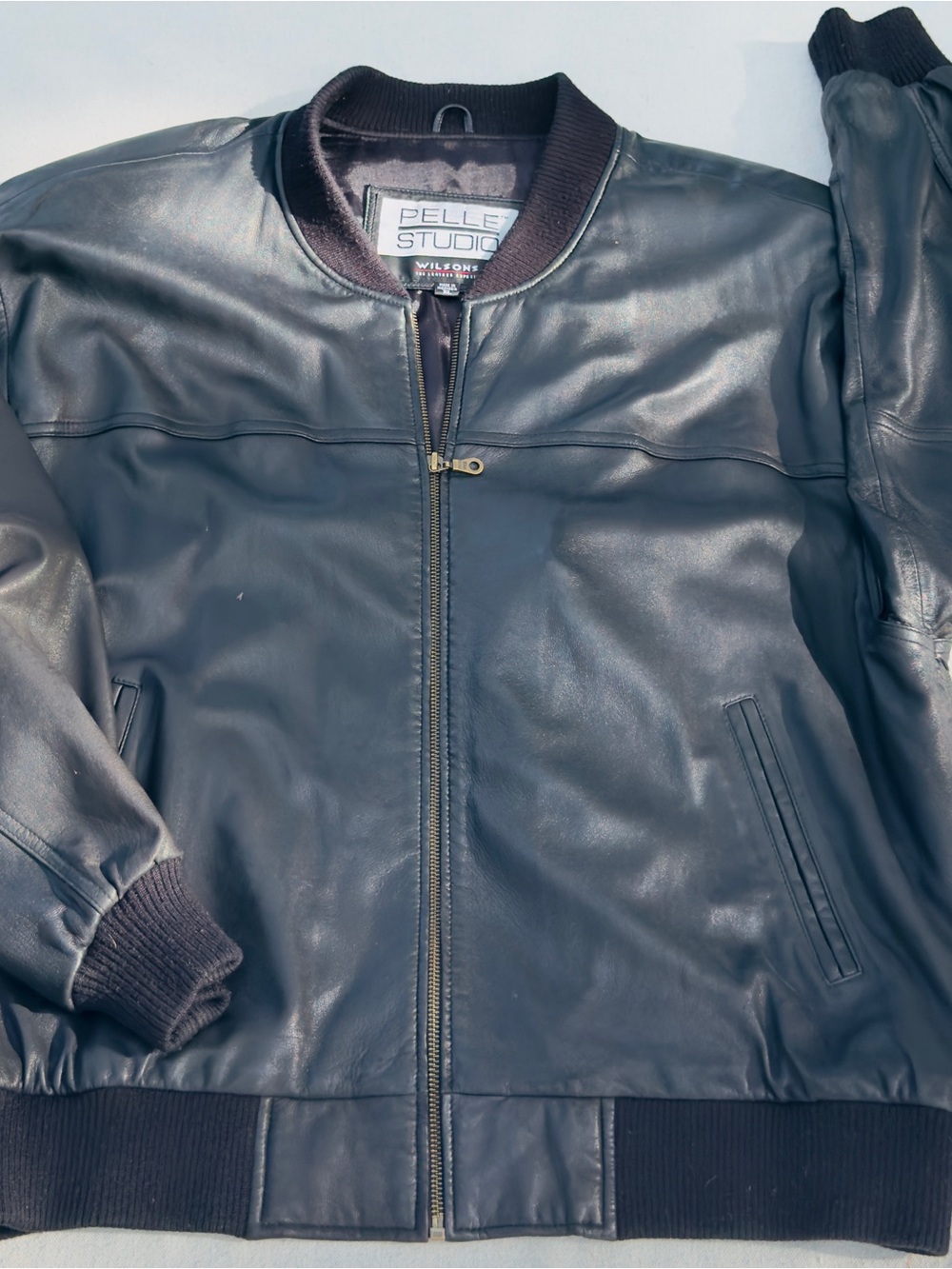 Pelle Studio Black Leather Bomber Jacket